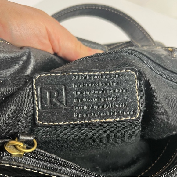 Relic Black Pebbled Leather Purse White Stitching RL 4381 Workwear Casual Bag - Picture 4 of 16